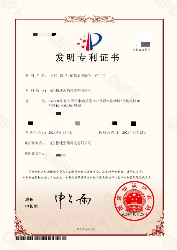 BuyChemic patent certificate