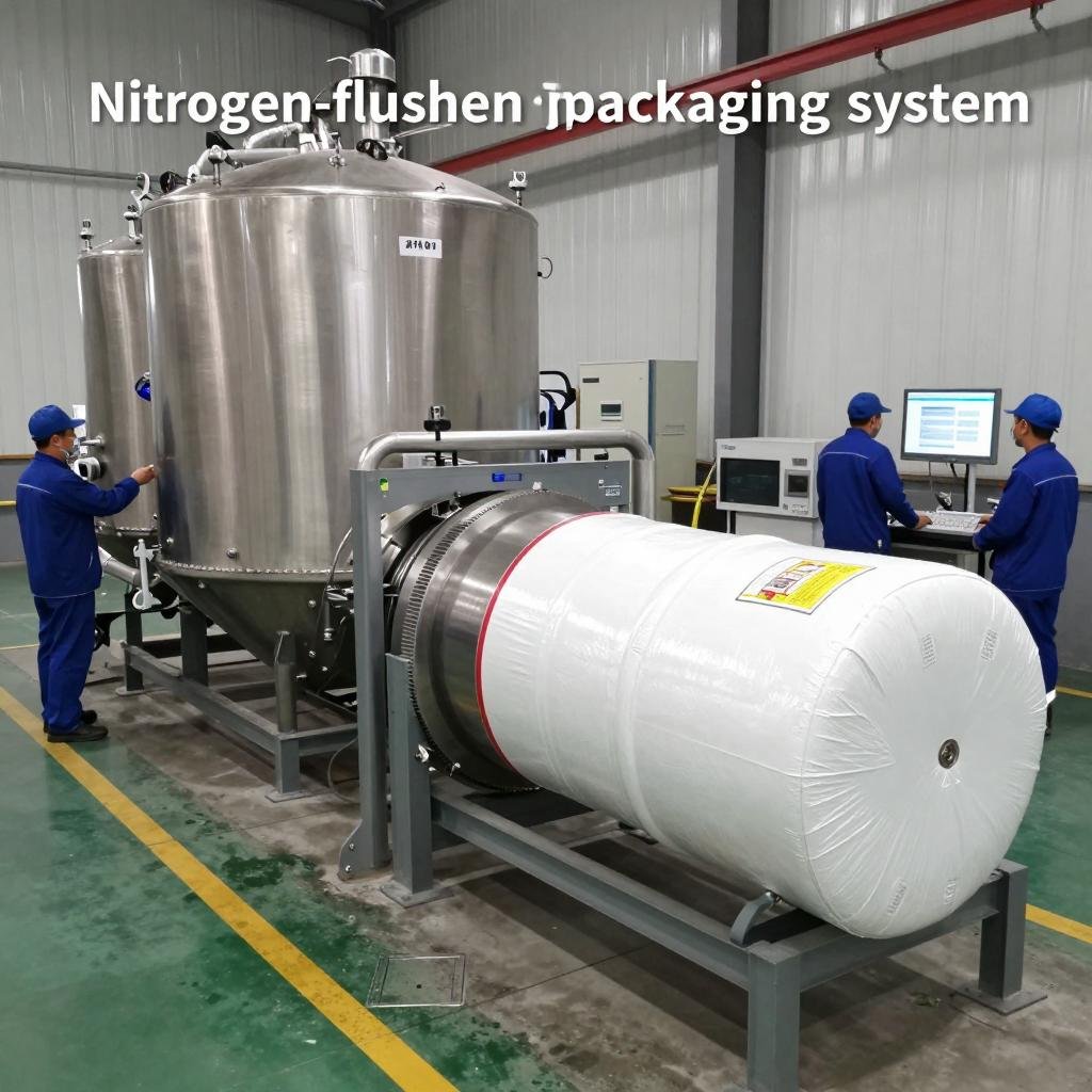 Nitrogen-flushed drum packaging system