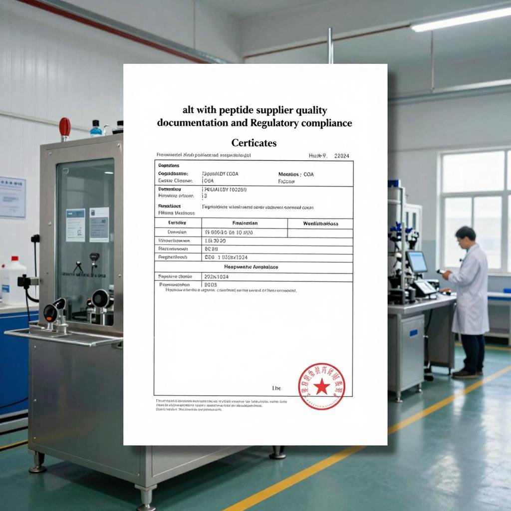 peptide COA and regulatory filing documentation alt with peptide supplier quality documentation and regulatory compliance certificates