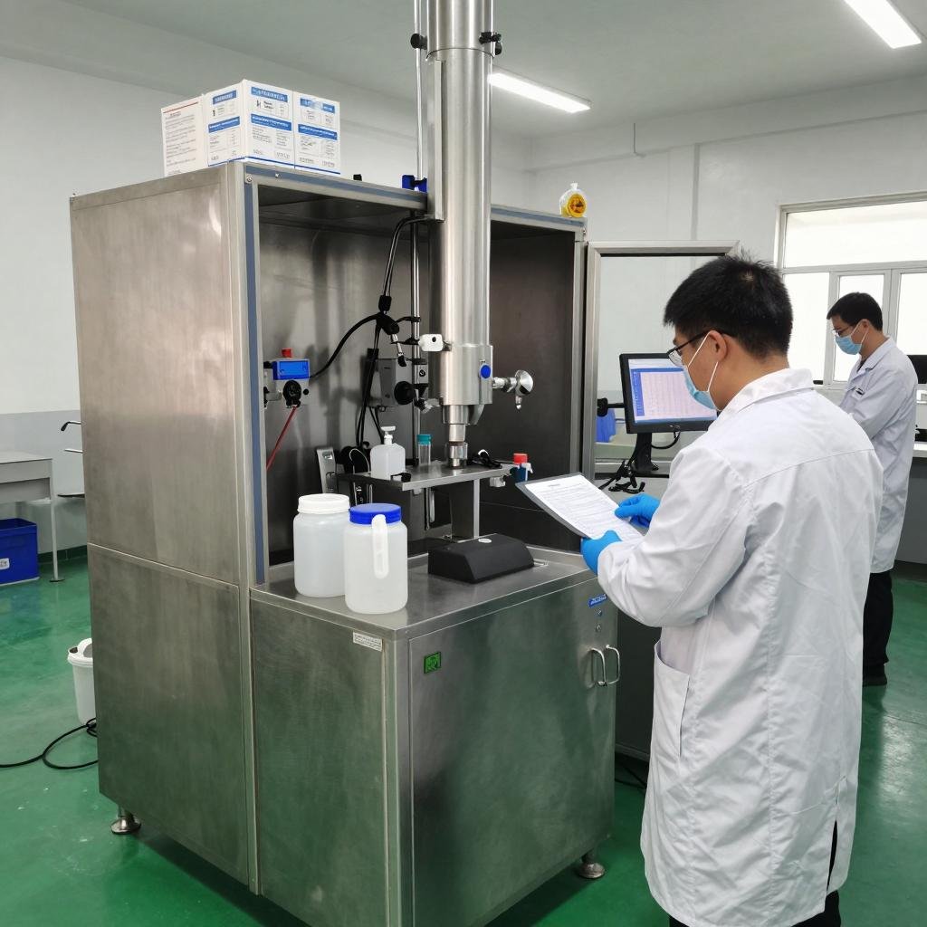 Pharmaceutical-grade additive testing process showing HPLC checkpoints