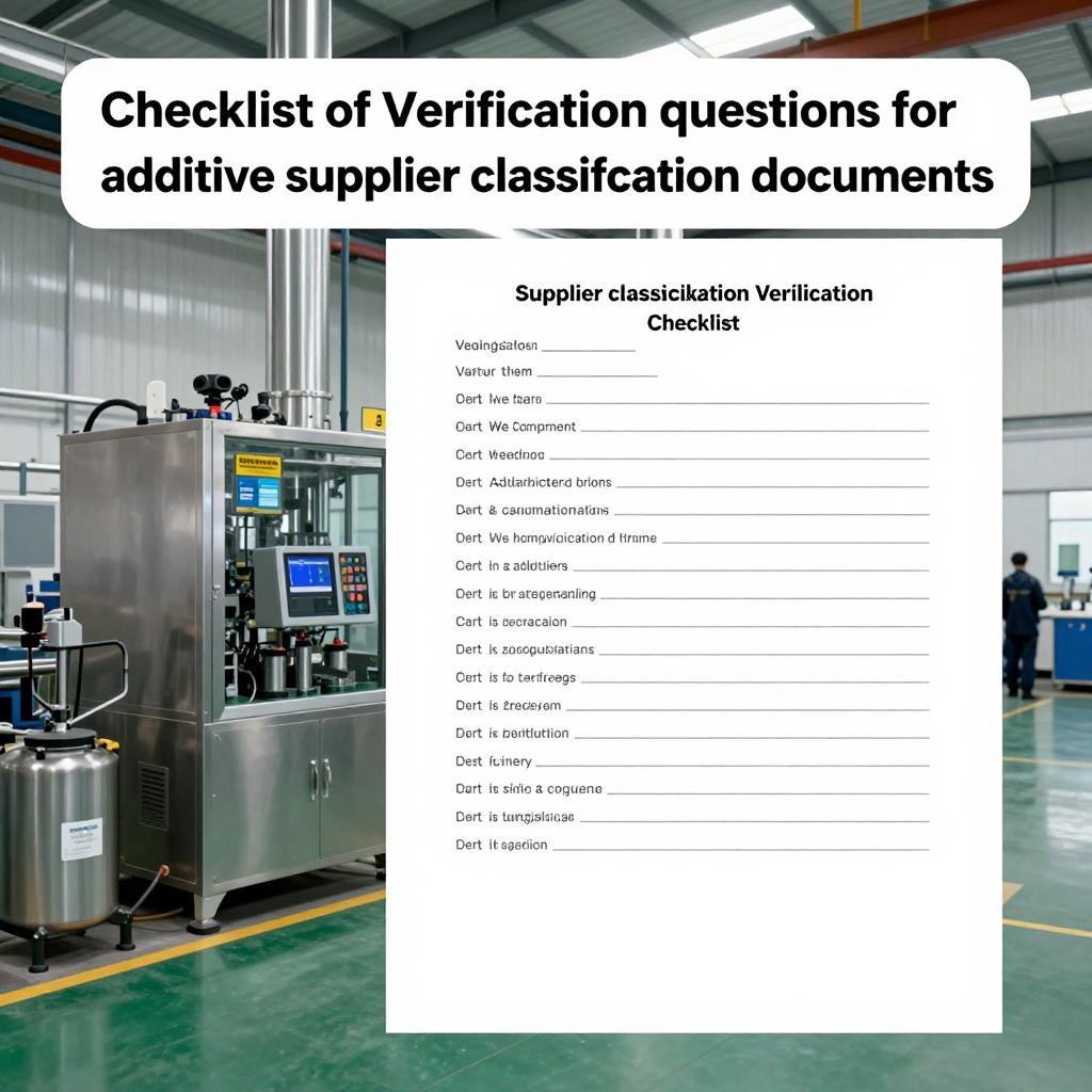 Supplier classification verification checklist Checklist of verification questions for additive supplier classification documents
